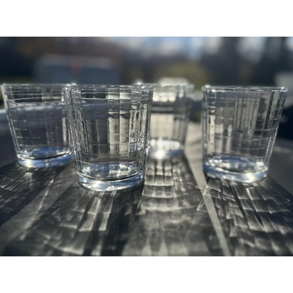 VTG Pasabahce Grid Pattern Whiskey Glasses – Set of 4 – 4